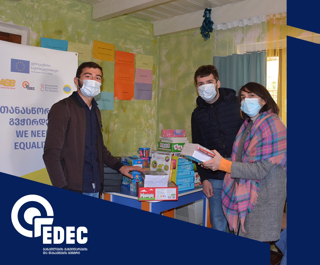 Volunteers bought and handed over the development resources to khobi Day Care Center