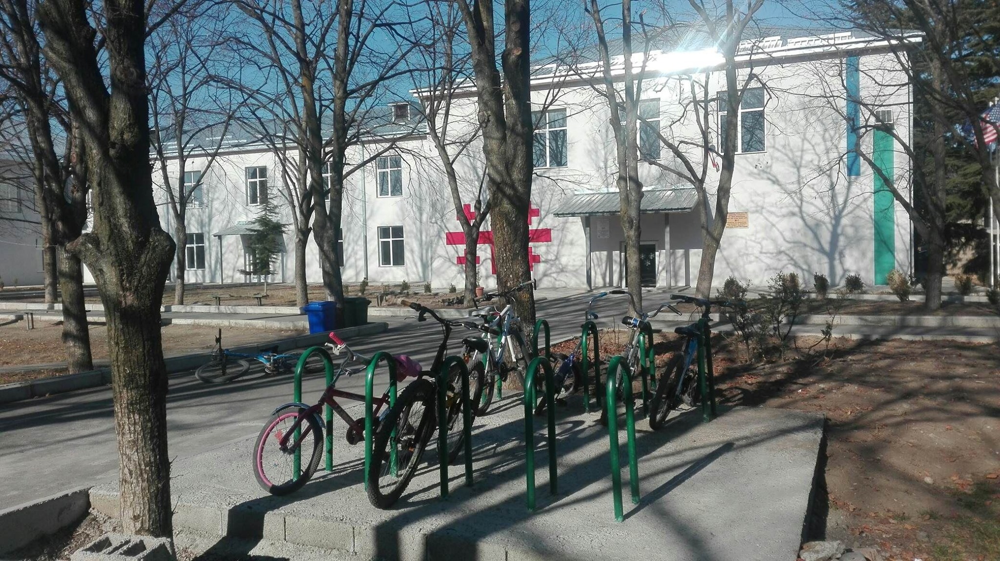 Bike parking racks at schools and sports fields 