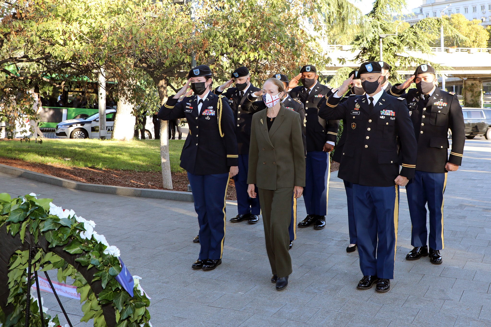 The US Ambassador laid a wreath at the Heroes' Memorial 